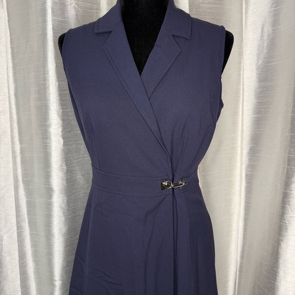 Ellen Tracy Dresses & Skirts - Ellen Tracy Navy Sleeveless A Line Faux Wrap Dress Women’s 6 Above Knee Lined